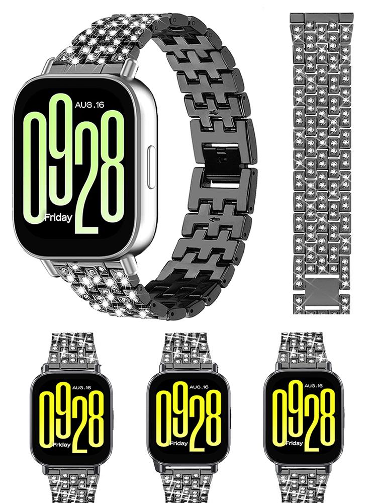 Stainless Steel With Diamond Watchband For Redmi Watch 5 4 Women Strap For xiaomi band 8pro 9pro  Bracelet Metal