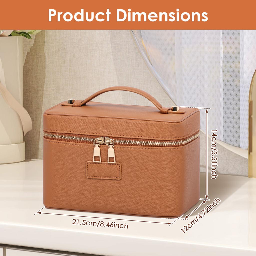 Makeup Vanity Bag PU Waterproof Toiletry Storage Bag with Removable Divider Portable Fashion Travel Makeup Bag for Women Men