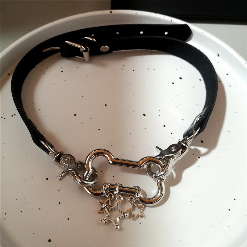 Punk Y2K Vintage Charme Grunge Anhänger PU Leder Sexy Choker Halsketten Für Frauen Spice Girls Goth Schmuck Zubehör Geschenk