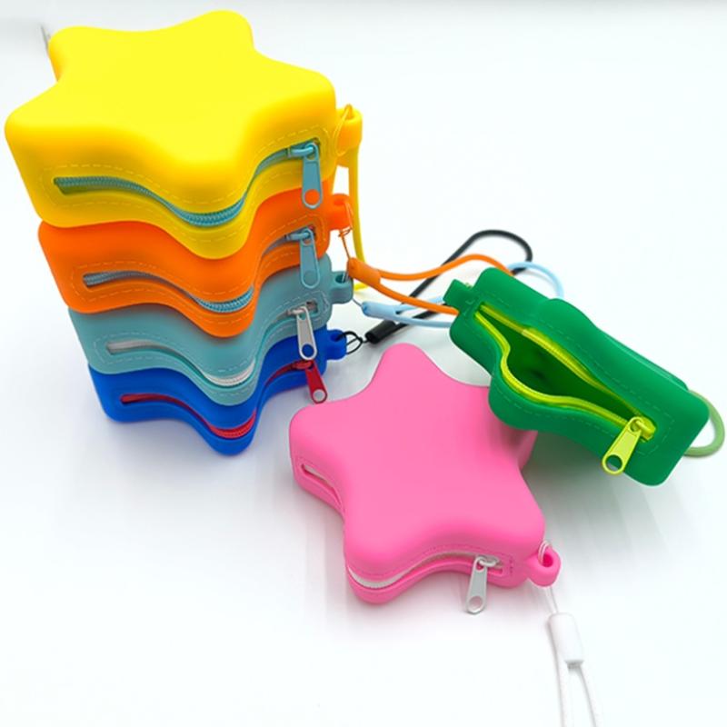 Creative Silicone Coin Purse Portable Zipper Cosmetic Bag Starfish Shape Earphone Bag Women Girls Multifunction Storage Bag