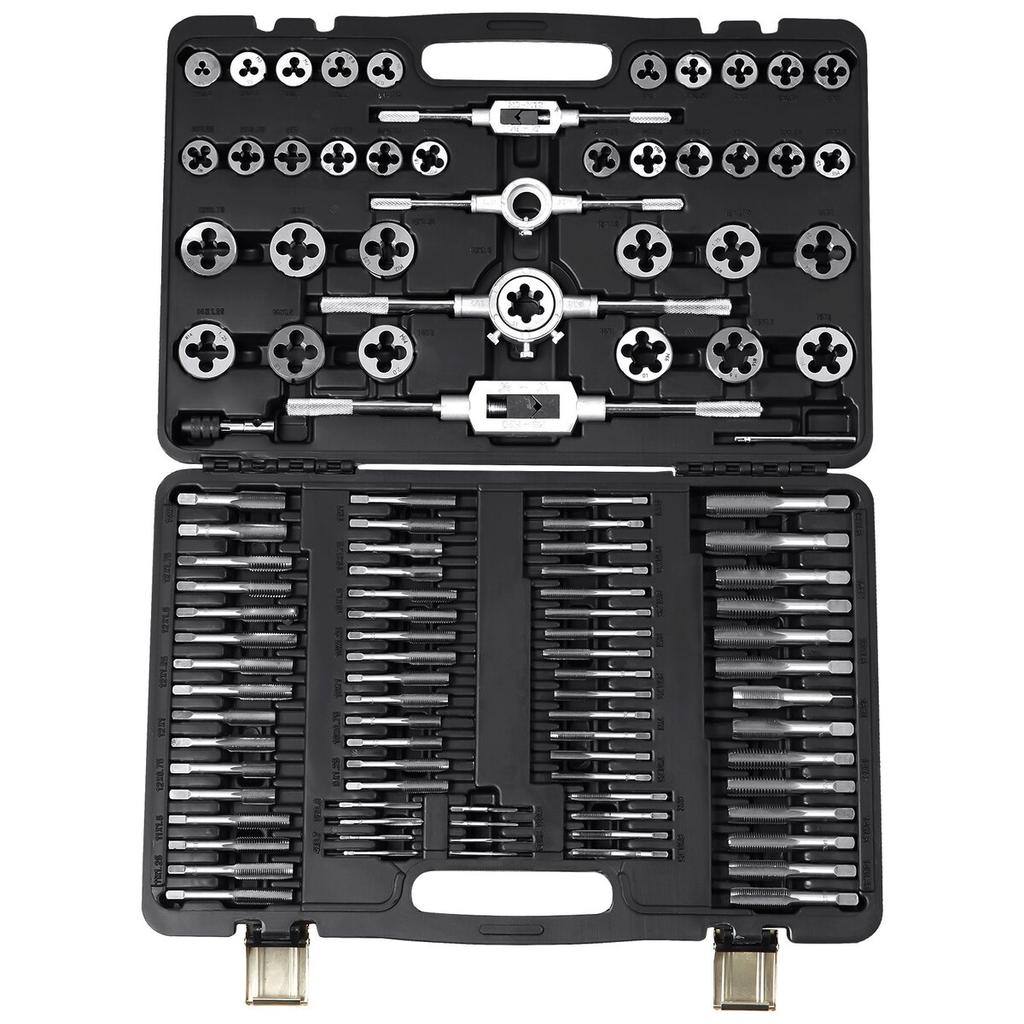 Tap and Die Set, 110-Piece Include Metric Size M2 To M18, Bearing Steel Taps and Dies, Essential Threading Tool for Cutting External Internal Threads,