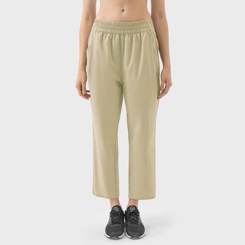 Spring and summer versatile loose sports and leisure eight points four-sided elastic fitness running outdoor fitness straight pants SS