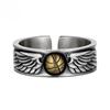 Adjustable Open Ring Men Women Vintage Basketball Motif Geometric Plated Copper Statement Jewelry