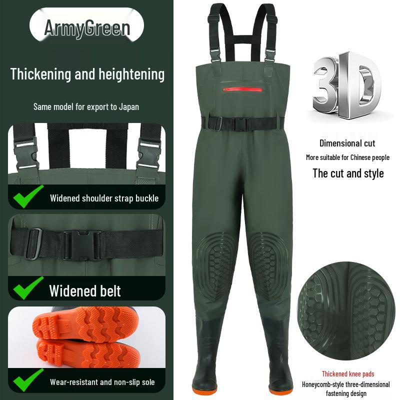 2025 Durable Non-slip Waterproof Fishing Waders - Thickened Full Body Rain Bib Pants for Men & Women.