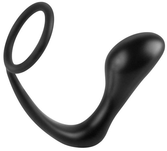 Ass Gasm Plug and Cockring 10 X 3.2 Cm Black - Anal Fantasy - G-Spot