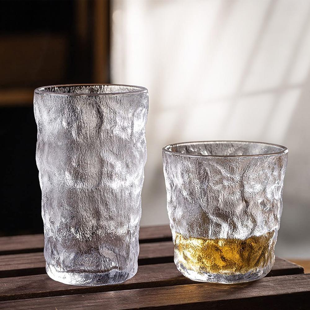 Tasse en verre givré de 300 ml/360 ml, pour eau, café, whisky, bière, thé, lait, avec poignée