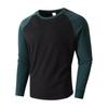 Men's Slim Fit Casual Sports Round Neck Long Sleeve Colorblock Pullover Bottoming Long Sleeve Top
