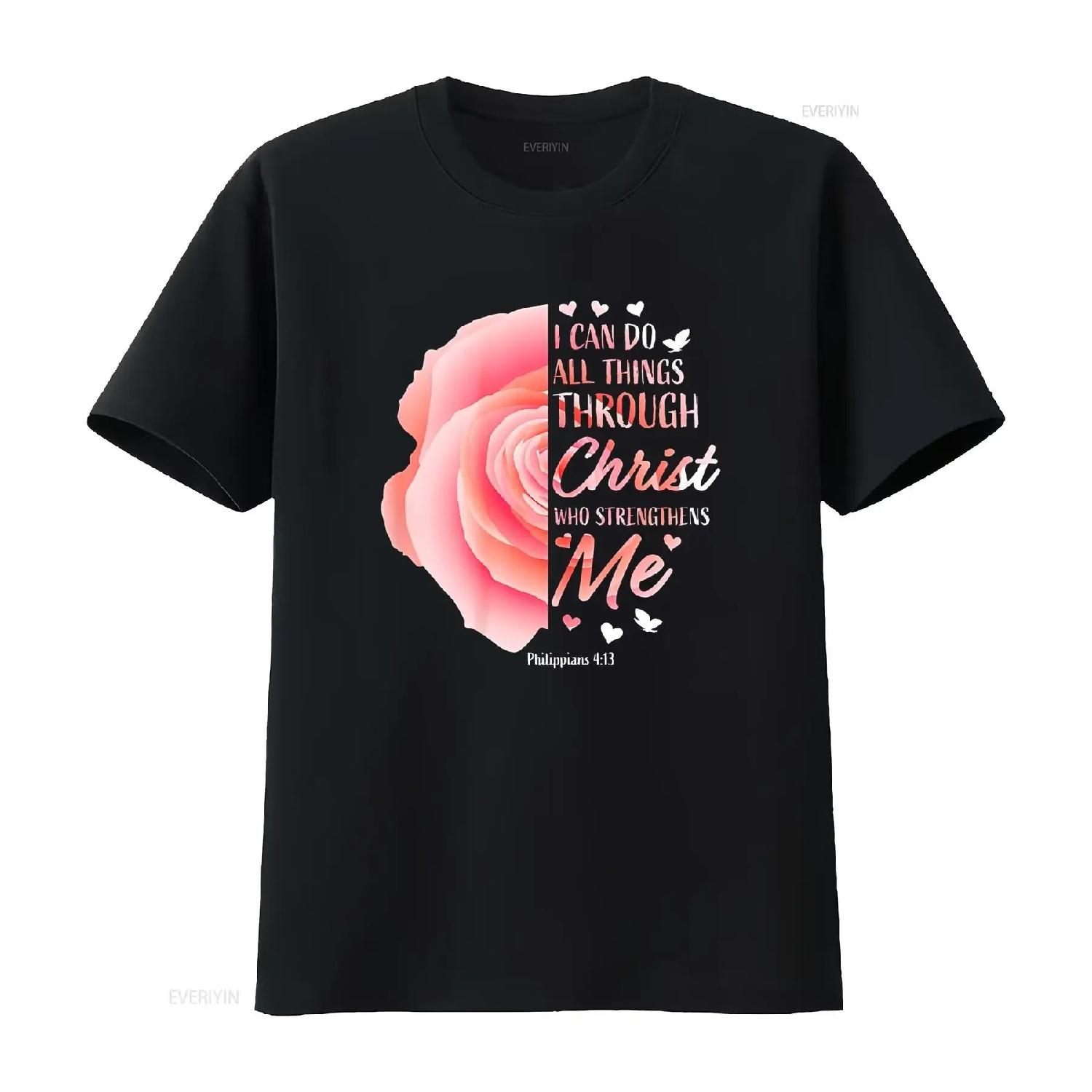 Philippians 4 13 Christian Bible Verse Religious s T Shirt vintage Washed graphic streetwear fashion Casual Breathable S чёрный