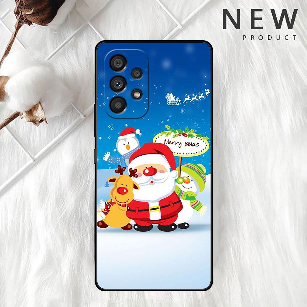 Christmas Santa Claus Case For Samsung Galaxy A52 A12 A51 A53 A33 A71 A32 A31 A21 A01 A11 A22 Black TPU Phone Shell