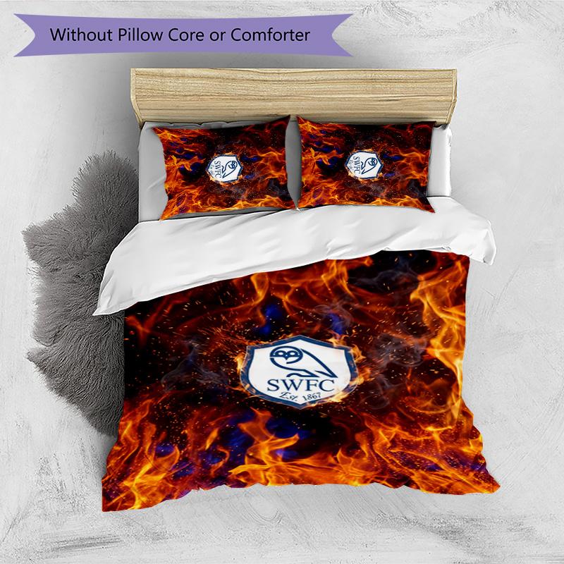 Sheffield Wednesday Football Printed 3 Pieces Bedding Set, Comfortable Skin Friendly Bedroom Duvet Cover Set