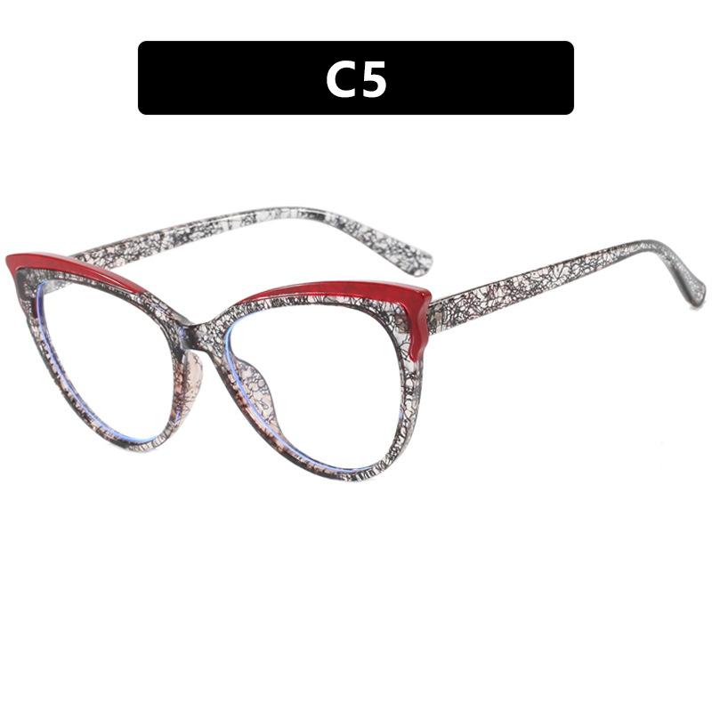 Fashion Variegated Cat-eye Collision Flat Frame Glasses Anti-blue Light Ins Style Eyeglasses Frames Trendy Leisure and Versatile
