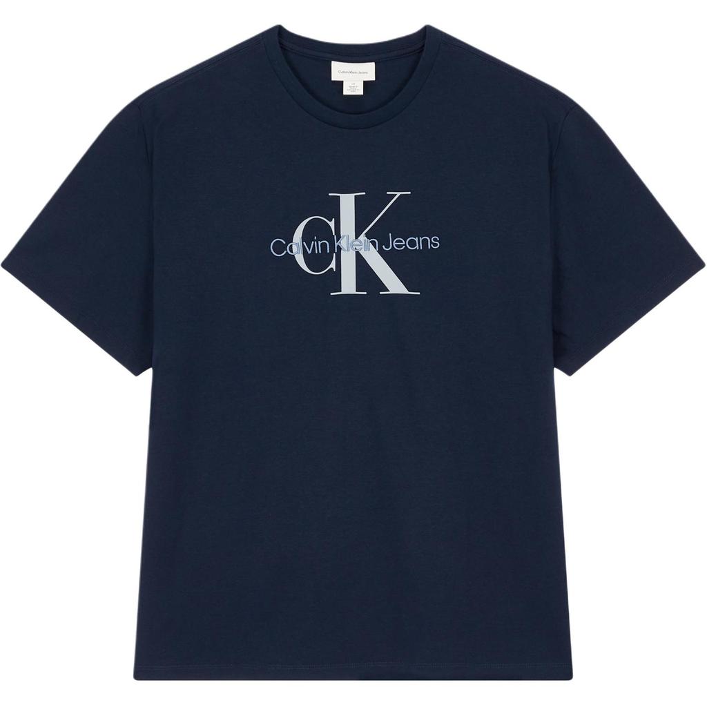 Calvin Klein Jeans Letter Embroidery Comfortable Crew Neck Short Sleeve T-Shirt Men Tops Navy-Blue 40EM289-CEF