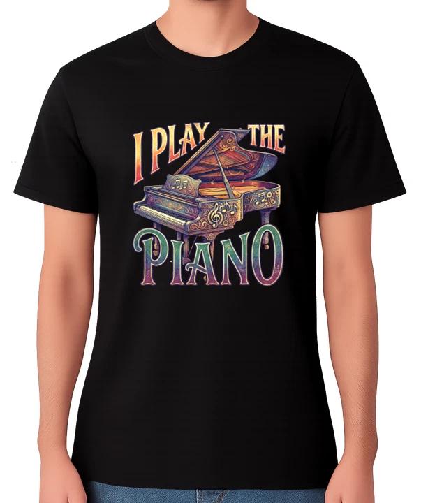 I Play The Piano T-Shirt Vintage Top Keys Musician Instrument Music Tee L