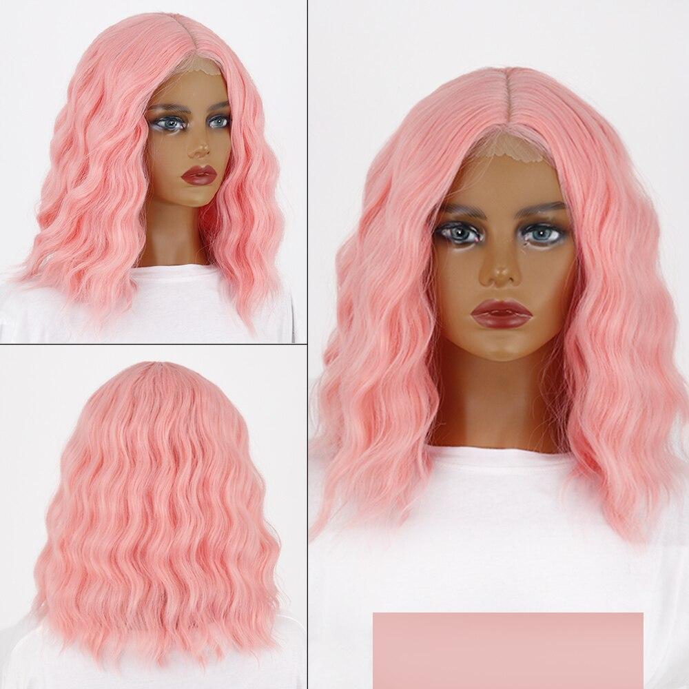 MERISIHAIR Synthetic Shoulder Length Wig Short Water Wave Wigs For Women Ombre Brown Pink Black  Gray  Daily Use