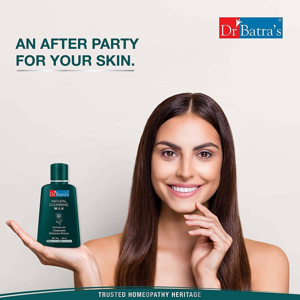 Dr Batra's Natural Cleansing Milk 100 ml X Pack Of 4 Gentle Makeup Remover For Men And Women