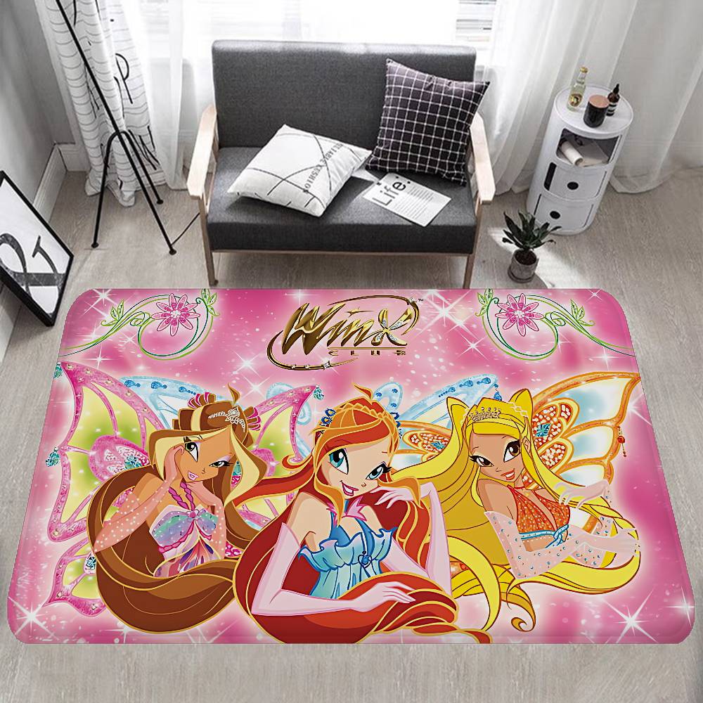 Girl-W-Winx Catoon Clubs Kitchen Mat Nordic Style Bedroom Living Room Doormat Home Balcony Anti-Slip Welcome Rug