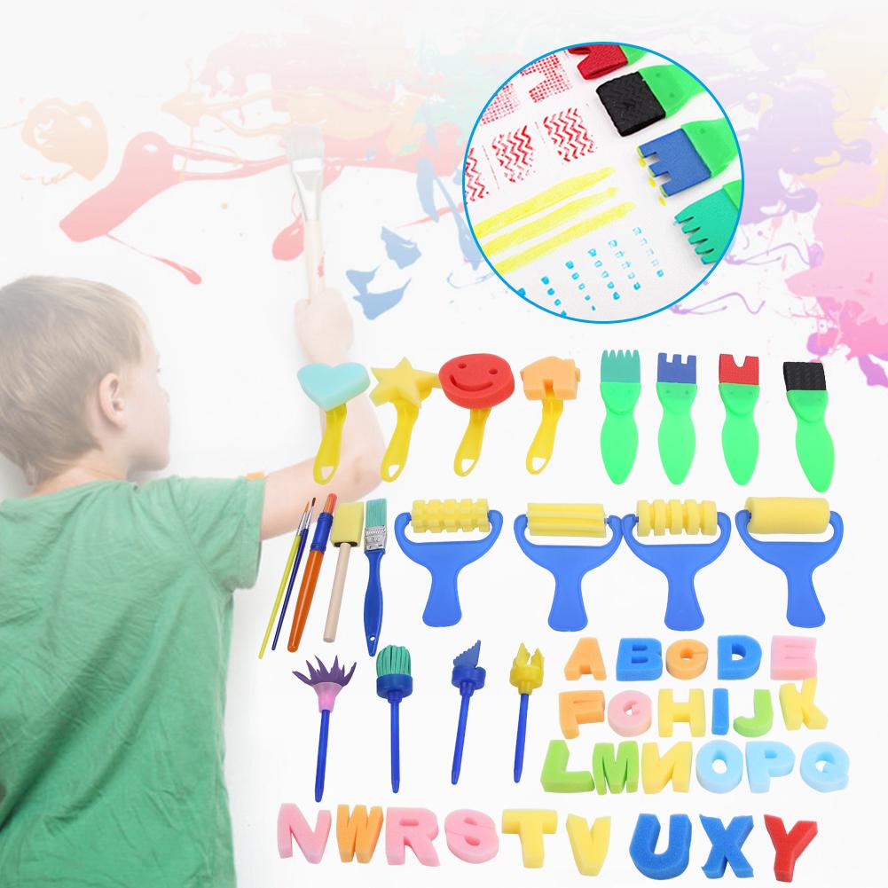 47 Stück DIY Kinder Farbe Schwamm Malpinsel Zeichnen Kritzeln Kinderspielzeug Werkzeuge