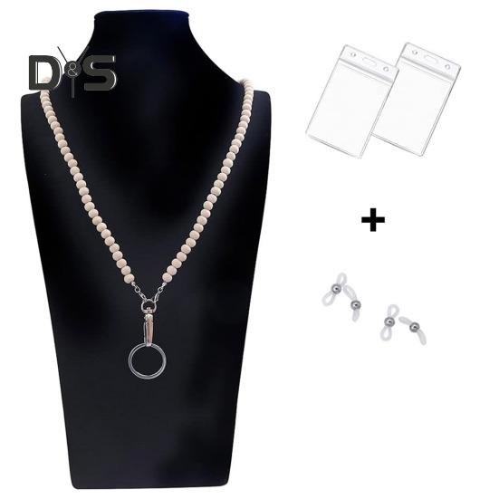 Barevné dřevěné korálky učitelské poutko na řetízek ID držák zatahovací odznak naviják klíče na brýle řetízky na brýle řetízek na brýle s pouzdry na karty