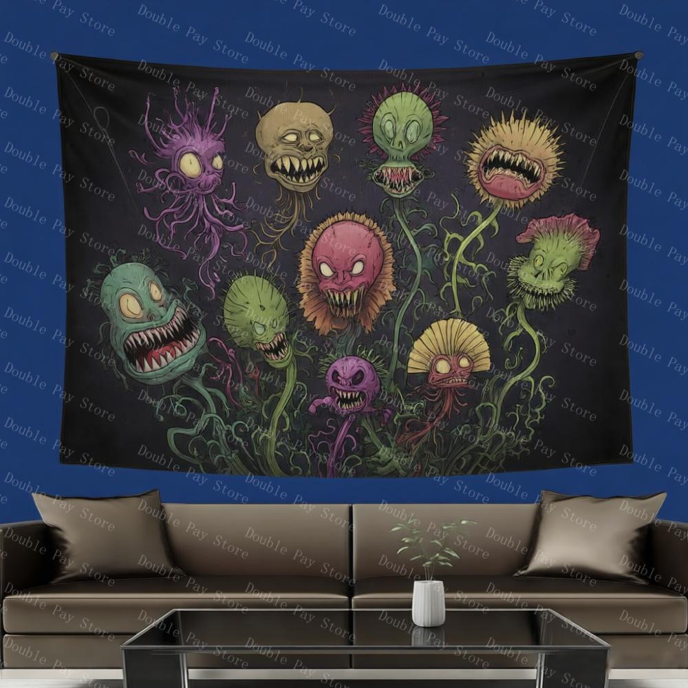Humaneating Flower Tapestry Anime Background Tapestry Bedhead Tapestry Living Room Tapestry Bathroom Tapestry Bedside Tapestry 100X70CM