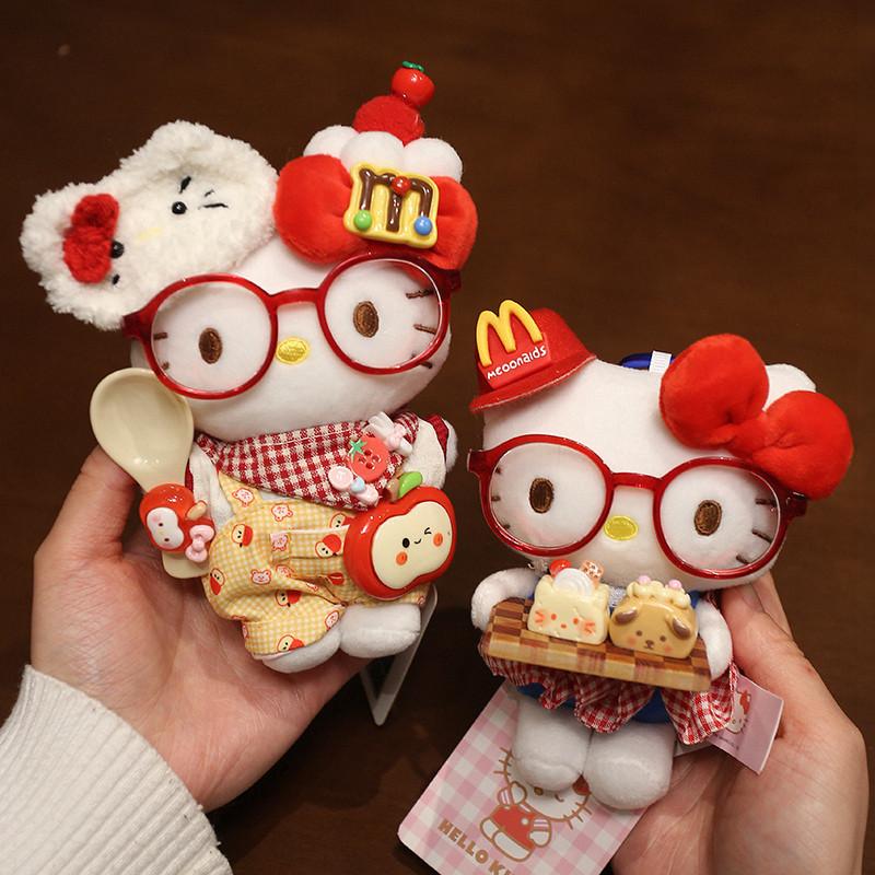 Hello Kitty Plush Toy Pendant For Girls Kawaii Cartoon Pendant Exquisite Kids Plush Cat Doll Sanrio Gift Bag Decor