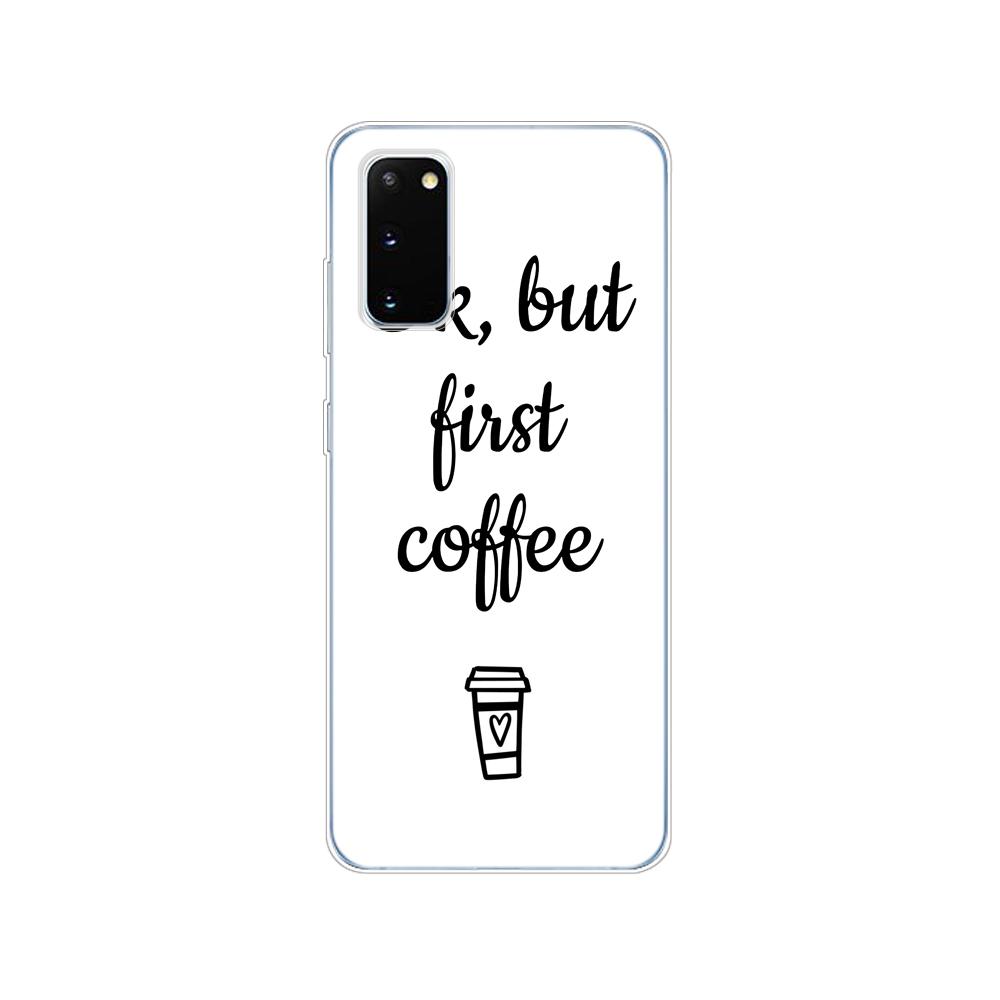 Silicon Case For Samsung Galaxy S20 PLUS Ultra S10 Lite Phone Cover For Samsung Note 10 Plus Lite Case Ok But First Coffee