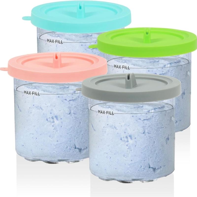 4Pcs Replacement Silicone Lid for NC301 NC300 NC299AMZ Series Container Ice Cream Maker Dishwasher Safe Accessory