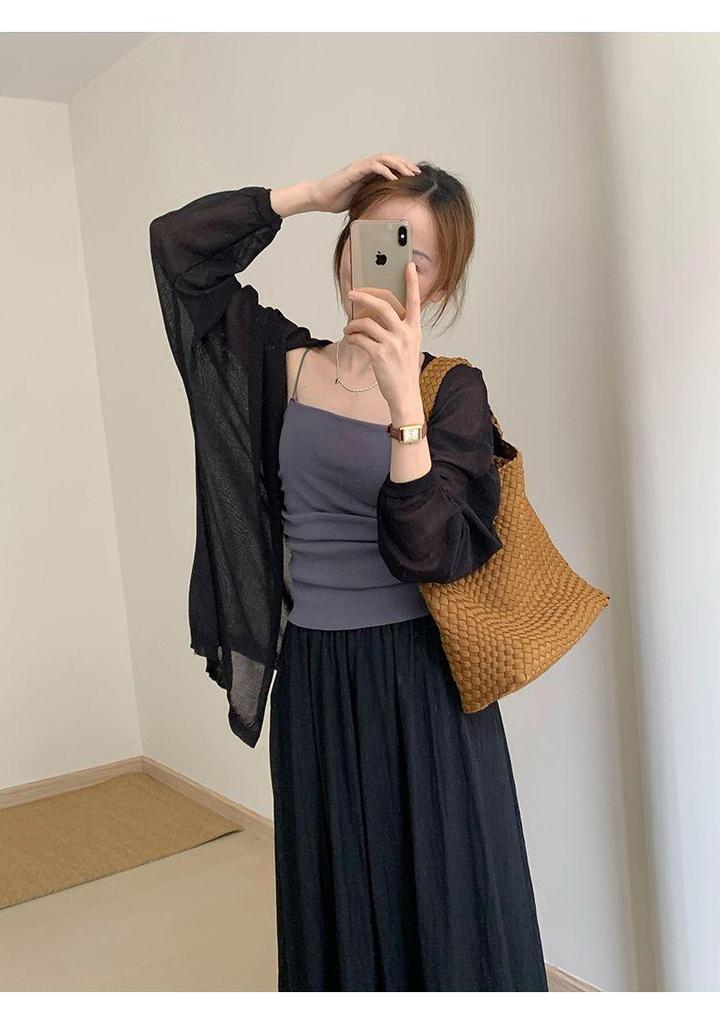Spring/Summer Plus Size Sun Protection Long Sleeve Knit Cardigan - Loose, Lightweight, Elegant Korean Style for Women