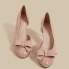 Fashion Stiletto Single Shoes Autumn New Round Toe Shallow Bow Slip-on Anti-Slip Wear-Resistant High Heels