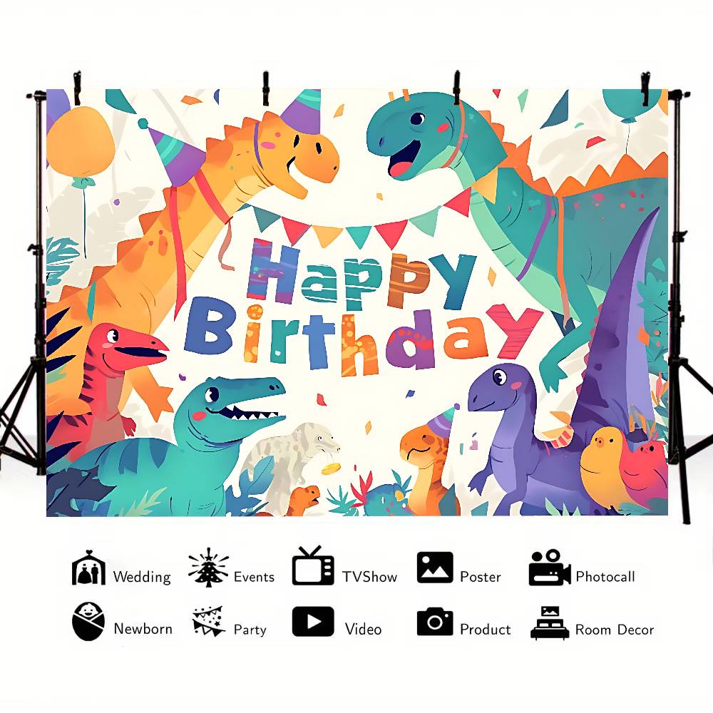 Inosaur Jungle Birthday Party Background Photography Castle Wizard Platform Street Birthday Party Decoration Gifts Props Poster