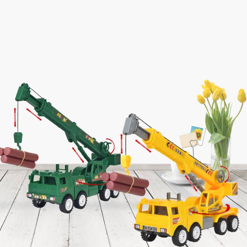 Toy Construction Crane Large Size Inertia Driven Plastic Vehicle Model Kids Gift