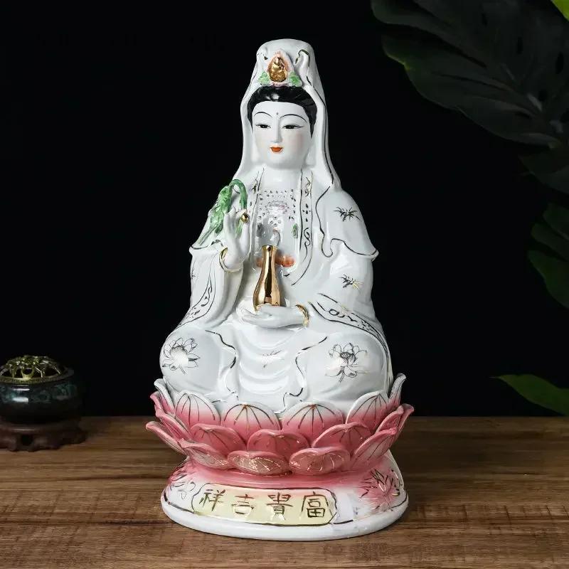 Chińska Kreatywna Ceramiczna Dekoracja Nanhai Guanyin Do Domu Salonu Pomyślne Rzemiosło Feng Shui Rzeźba Bogini Guan-Yin