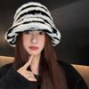 Women's Hat Trendy Zebra Print Plush Retro Bucket Hat - Autumn Winter Thickened Warm Hat for Women - Fashionable and Versatile Bucket Hat