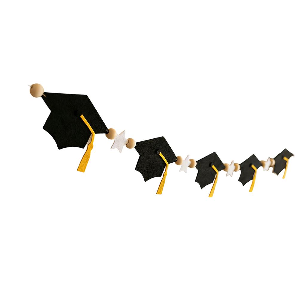 Felt Graduation Pennant Hanging Ornament With Wooden Beads For Photography Backdrops Graduation Ceremony And Celebration