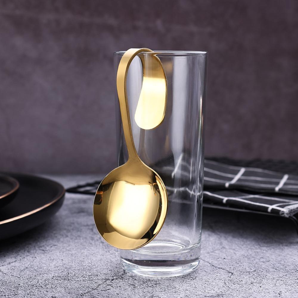 Rostfreier Bogen Suppenlöffel Bequemer Griff Servierlöffel Küchengeschirr Dessertlöffel Soße