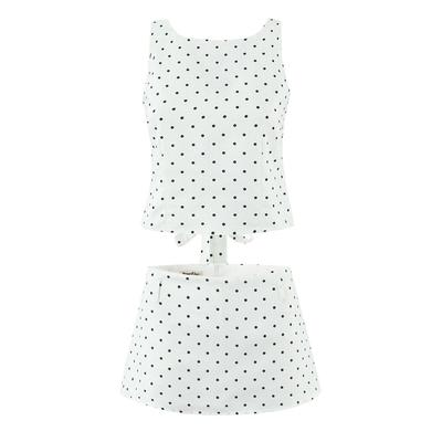 2026 Sweet Polka Dot 2-Piece Set: Slim Fit Backless Crop Top & Low-Waist A-Line Mini Skirt