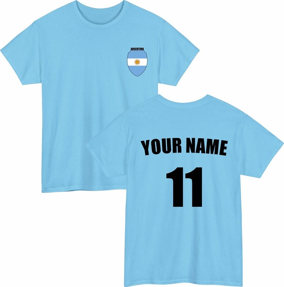 Personalised Argentina Football TShirt Custom Name And Number Sports Lover Top S