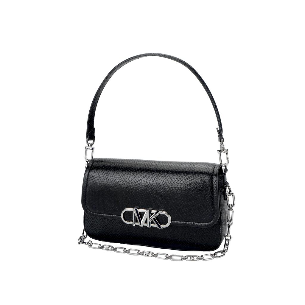 New MICHAEL KORS PARKER Snakeskin Print Embossed Leather Handbag Shoulder Bag Medium Size Women's Black 30F2S7PC6E-0001