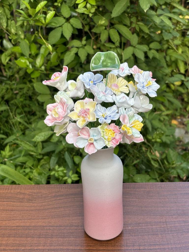 Handmade High-Temperature Ceramic Flower Bouquet Ornament