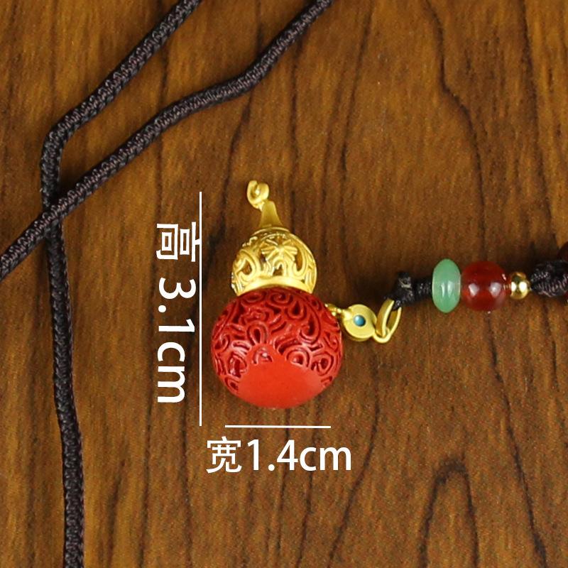 Brass gold gourd pendant men's and women's trend pendant cinnabar gourd handmade pure copper gourd pendant goods