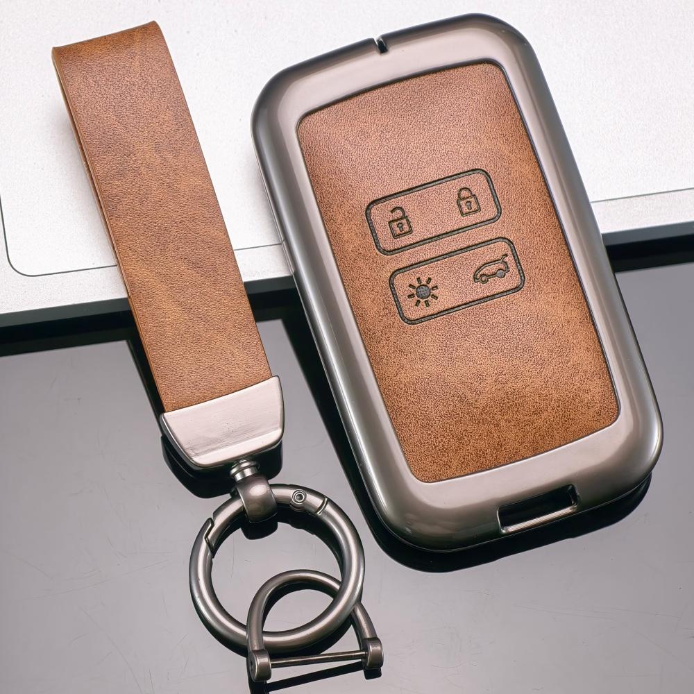 

Leather Car Key Case Cover For Dacia Duster Logan 3 Jogger Sandero for Renault Clio 5 Megane 4 Zoe Kadjar Captur Arkana Koleos коричневый
