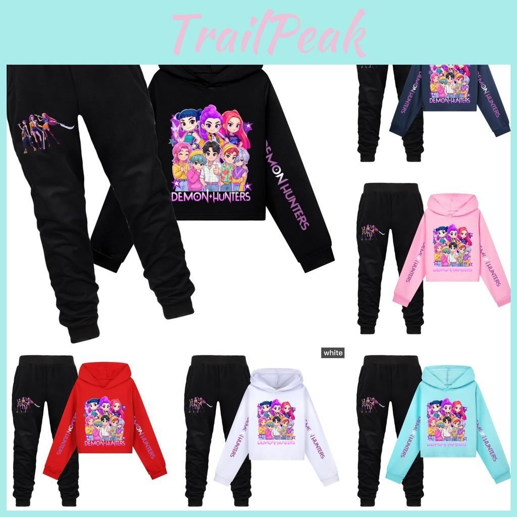 Hunters Kpop Demon Pattern Print Kids Hoodie Pants Set Fashion Clothing Gift
