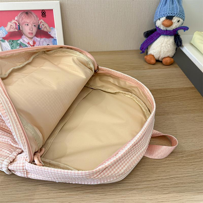 Plaid Schoolbag Women's Backpack Junior High School Students Campus Backpack