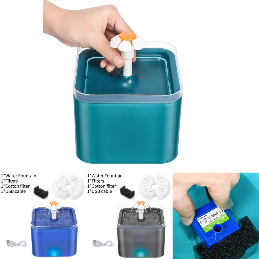 2l Dream Island Colorful Pet Water Dispenser For Dogs And Cats With Filter Pack