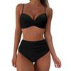 Costume da Bagno Donna Colore Unico Pieghettato Vita Alta Sexy Bikini Tankini Abbigliamento da Spiaggia