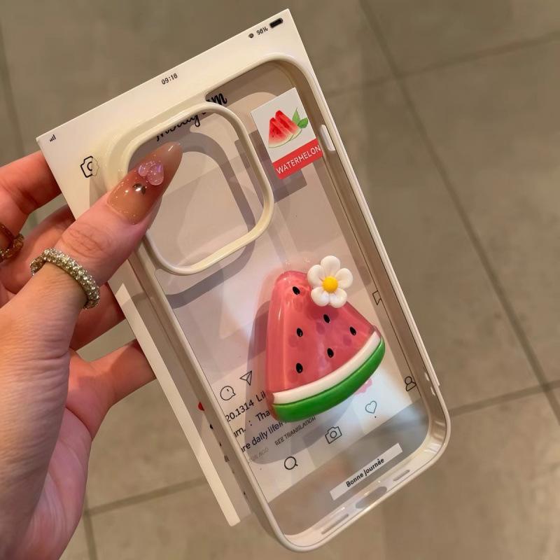 Creative Fruit Apple Acrylic Phone Case for iPhone 14 - 17ProMax, Transparent Luxury Style