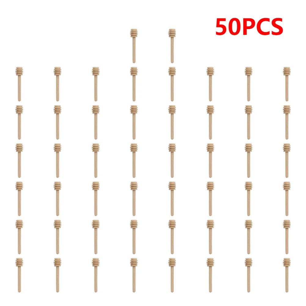 1-100PCS Wood Honey Spoon Stick Honey Stir Bar Mixing Handle Honey Wood Dipper Jar Spoon Honey Dipper Wooden Stirring Tools