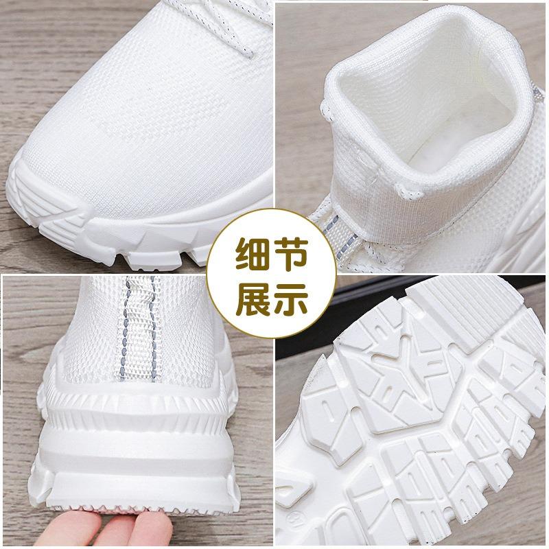 High-top socks shoes women's spring and autumn new thick-soled elastic boots casual and comfortable fly-woven sports short boots socks boots