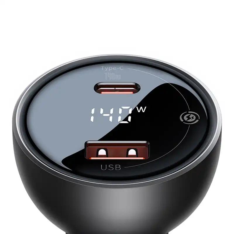Ładowarka Samochodowa Baseus Superme Usb, Usb-C, 140W (Czarna)
