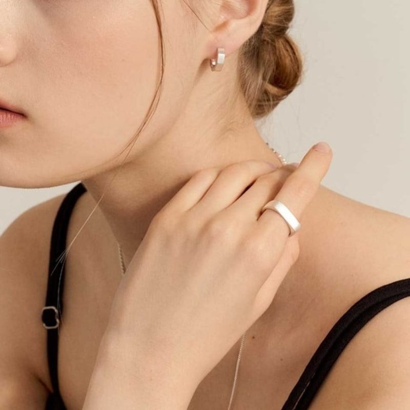 UNI.J [Ir251]Sanding Square Silver Ring