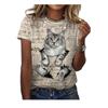 Summer Casual Digital Printed 3D Loose Round Neck Short Sleeved T-Shirts Women’s